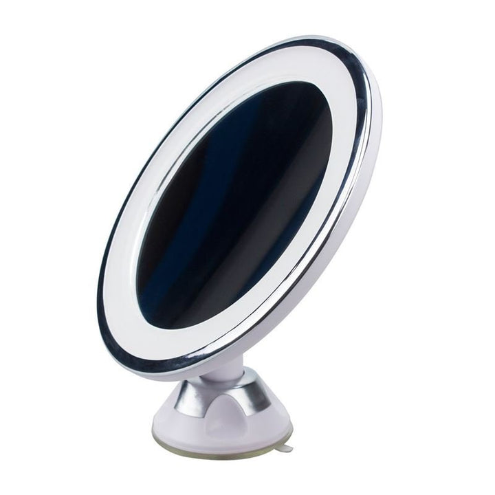 UNIQ Round Mirror with LED Light and Suction Cup x10 Magnifying Mirror - White - | Fashiongirl