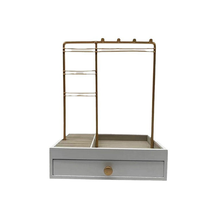 UNIQ Gouden Sieradenstandaard met Lade - Sieradenhouder voor Oorbellen en Kettingen (29 cm)