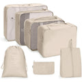 UNIQ Kofferbakset - Organiseer en bescherm uw bagage perfect - Beige - 7 stuks - | Fashiongirl