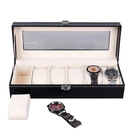 UNIQ Horlogedoos / Lederen horlogedoos voor 6 horloges - unisex - | Fashiongirl