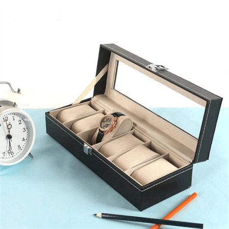 UNIQ Horlogedoos / Lederen horlogedoos voor 6 horloges - unisex - | Fashiongirl