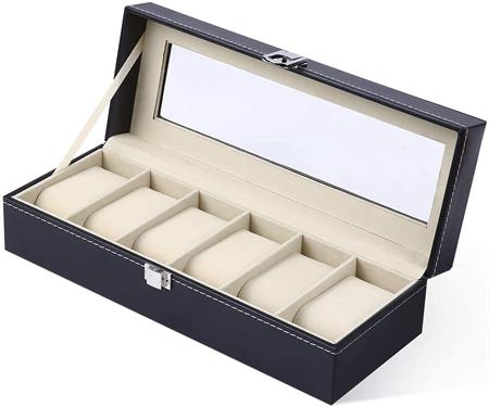 UNIQ Horlogedoos / Lederen horlogedoos voor 6 horloges - unisex - | Fashiongirl