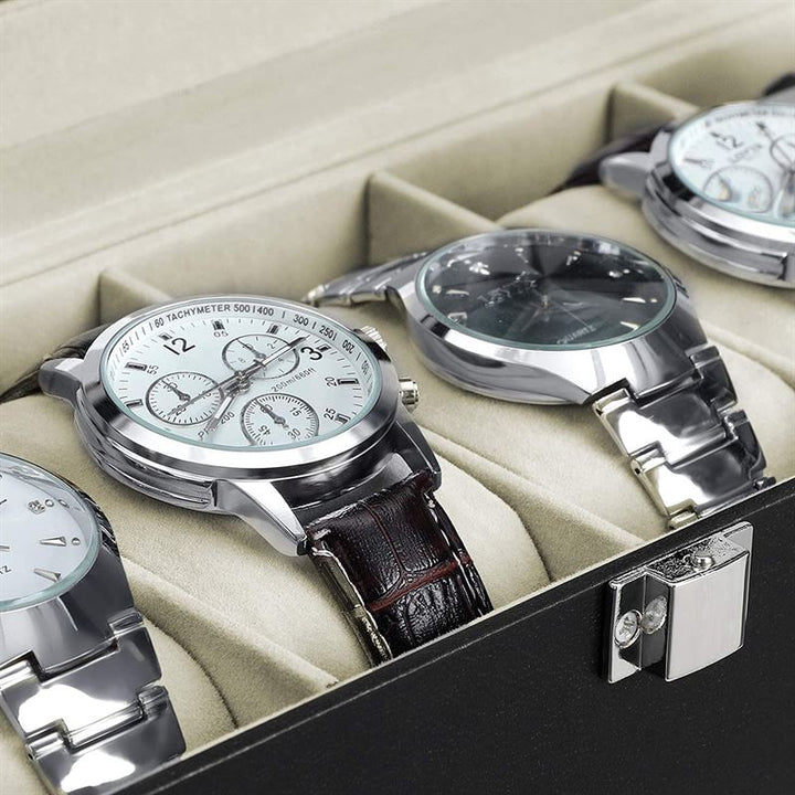 UNIQ Horlogedoos / Lederen horlogedoos voor 6 horloges - unisex - | Fashiongirl