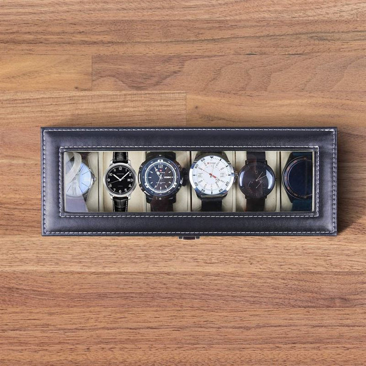 UNIQ Horlogedoos / Lederen horlogedoos voor 6 horloges - unisex - | Fashiongirl