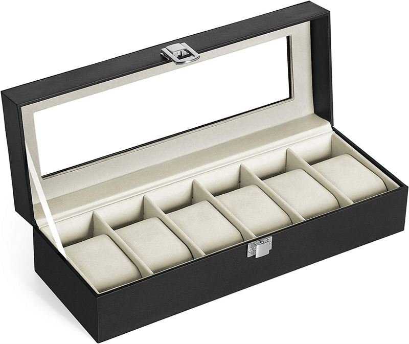 UNIQ Horlogedoos / Lederen horlogedoos voor 6 horloges - unisex - | Fashiongirl