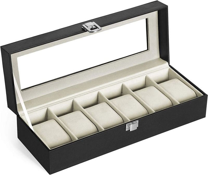 UNIQ Horlogedoos / Lederen horlogedoos voor 6 horloges - unisex - | Fashiongirl
