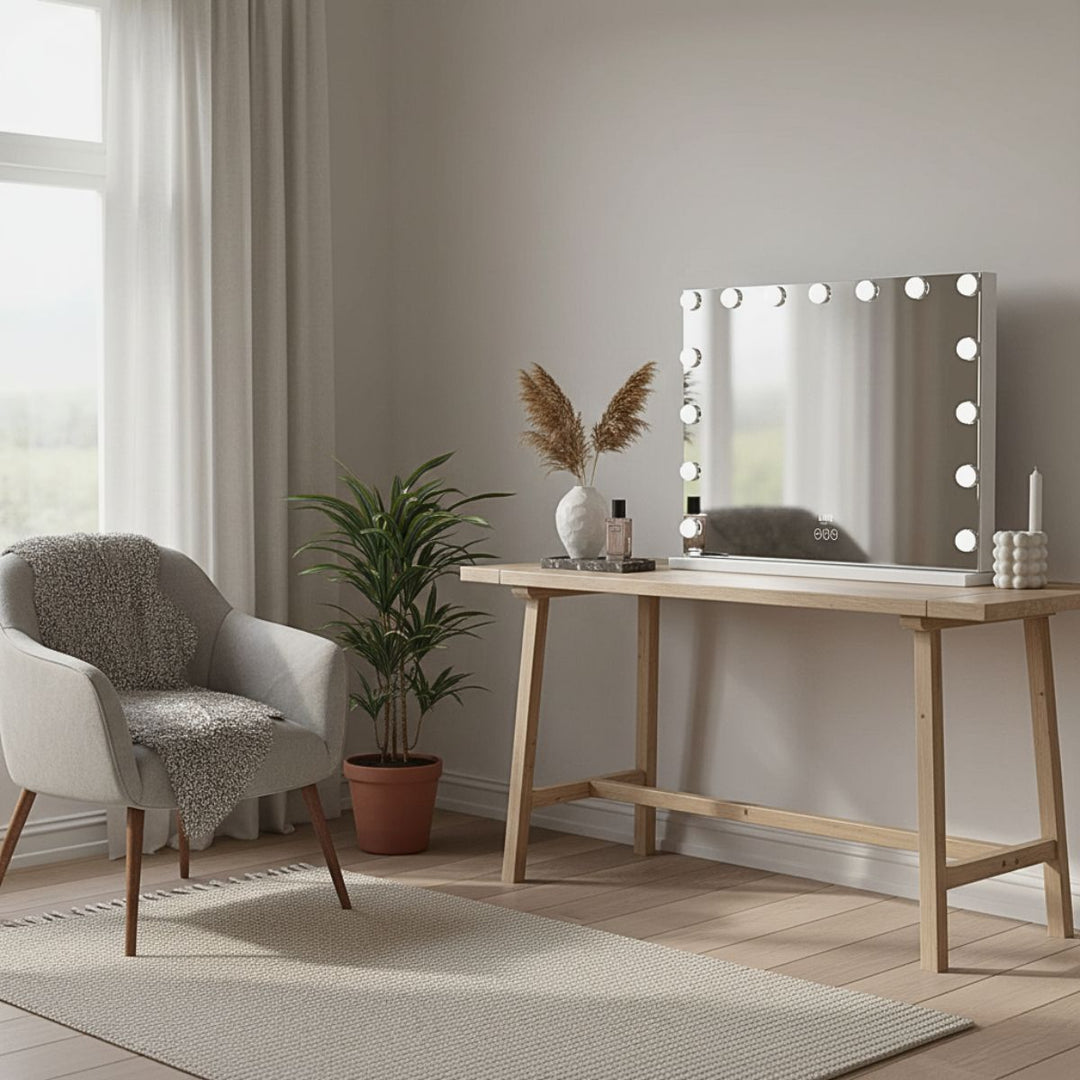 UNIQ XL Hollywood Vanity Mirror with 15 LED bulbs and touch function - White - Mirror