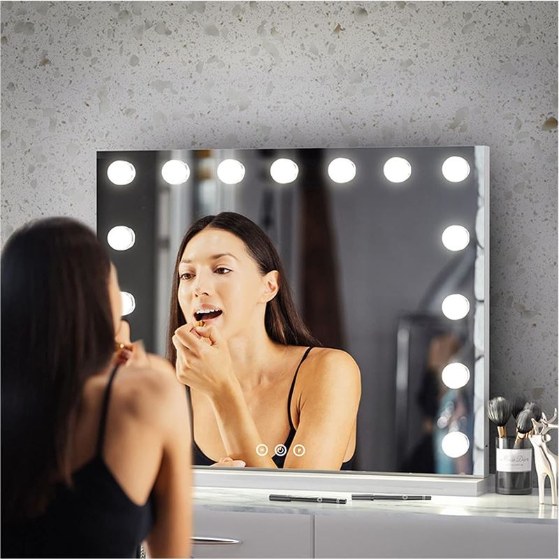 UNIQ XL Hollywood Vanity Mirror with 15 LED bulbs and touch function - White - Mirror