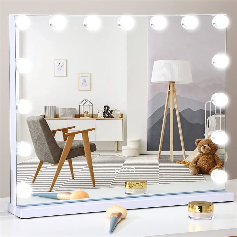 UNIQ XL Hollywood Vanity Mirror with 15 LED bulbs and touch function - White - Mirror