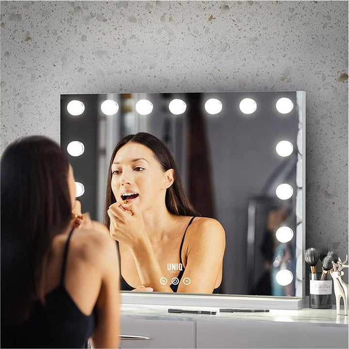 UNIQ XL Luxury Hollywood Makeup Mirror with 15 LED Lights & Touch Control - Mirror